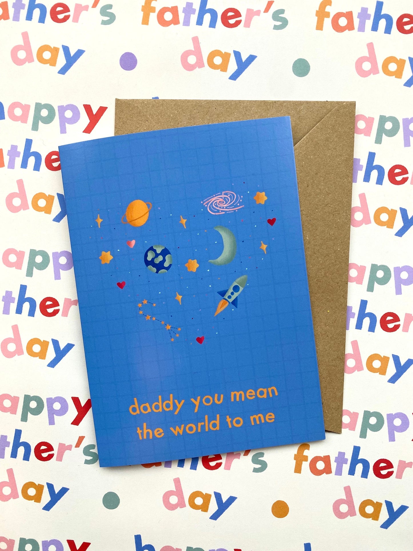 Daddy You Mean The World To Me Cute Planets Card