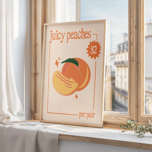 Juicy Peaches Vintage Market Print