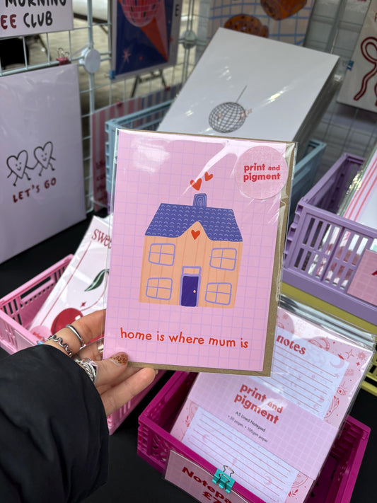 Home Is Where Mum Is Hand Drawn Card