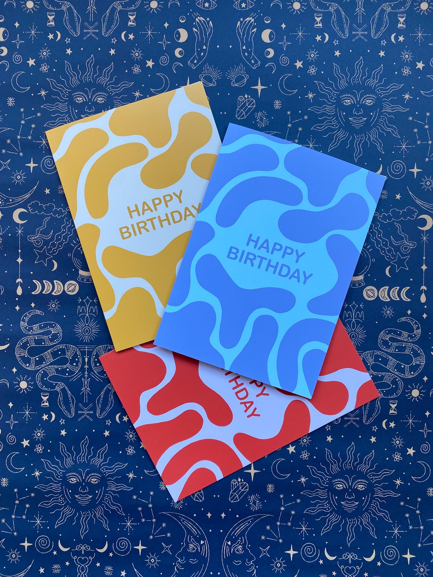 Happy Birthday Blue Squiggle Card