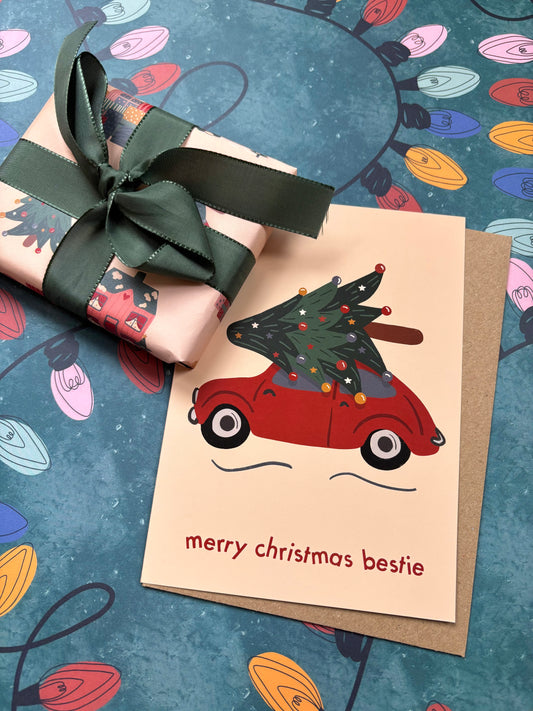 Merry Christmas Bestie Festive Card
