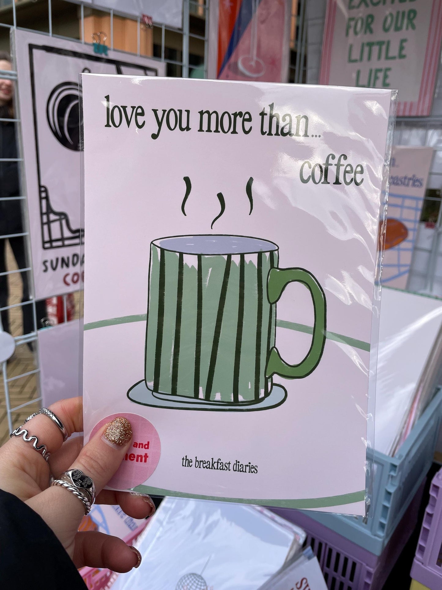Love You More Than Coffee Romance Kitchen Print