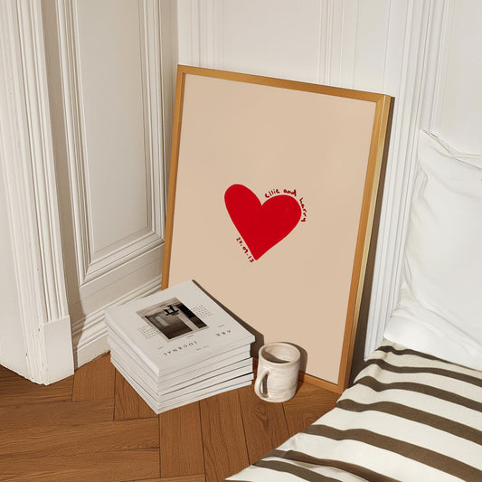 Personalised Couples Love Heart Anniversary Print