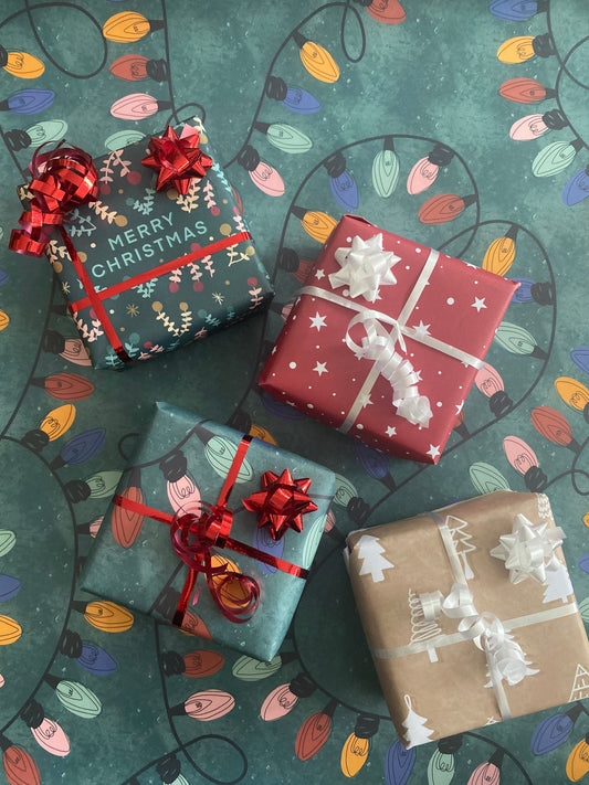Christmas Tree Lights A2 Wrapping Paper Sheet