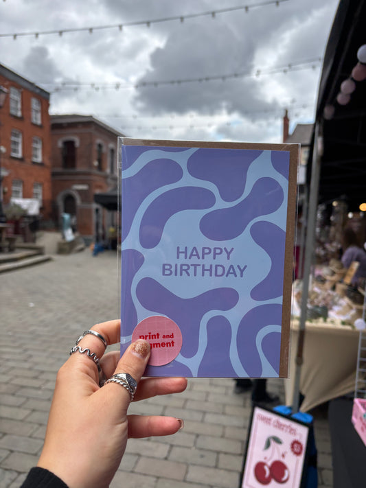 Happy Birthday Blue Squiggle Card