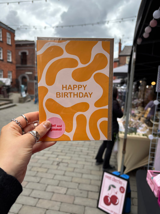 Happy Birthday Yellow Squiggle Card