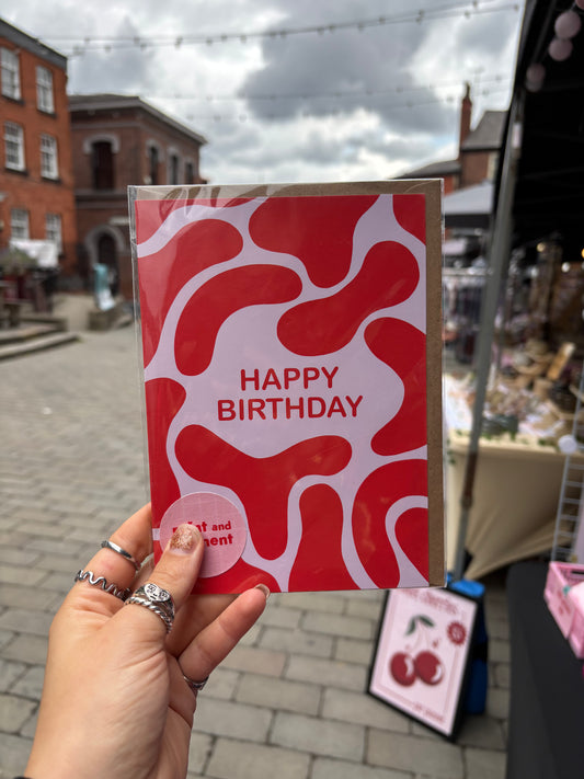 Happy Birthday Red Squiggle Card