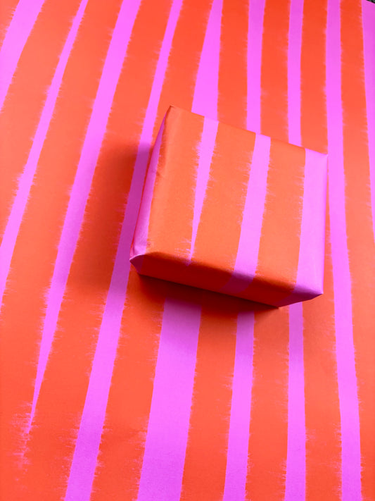 Pink and Orange Stripe A2 Wrapping Paper Sheet