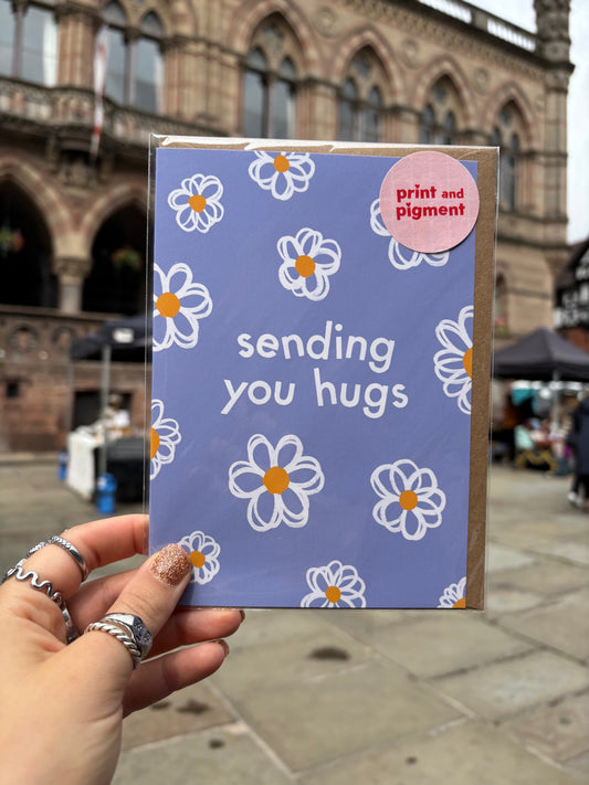 Sending You Hugs Purple Flower Card