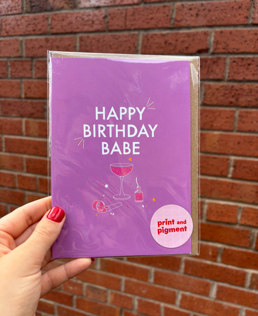 Happy Birthday Babe Hand Drawn Card