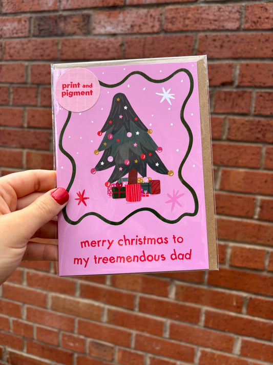 Merry Christmas To My Treemendous Dad Christmas Card