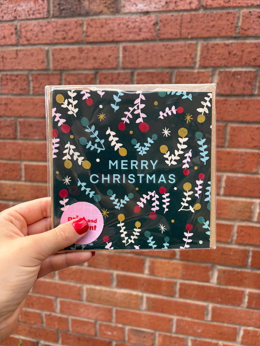 Merry Christmas Green Greetings Card