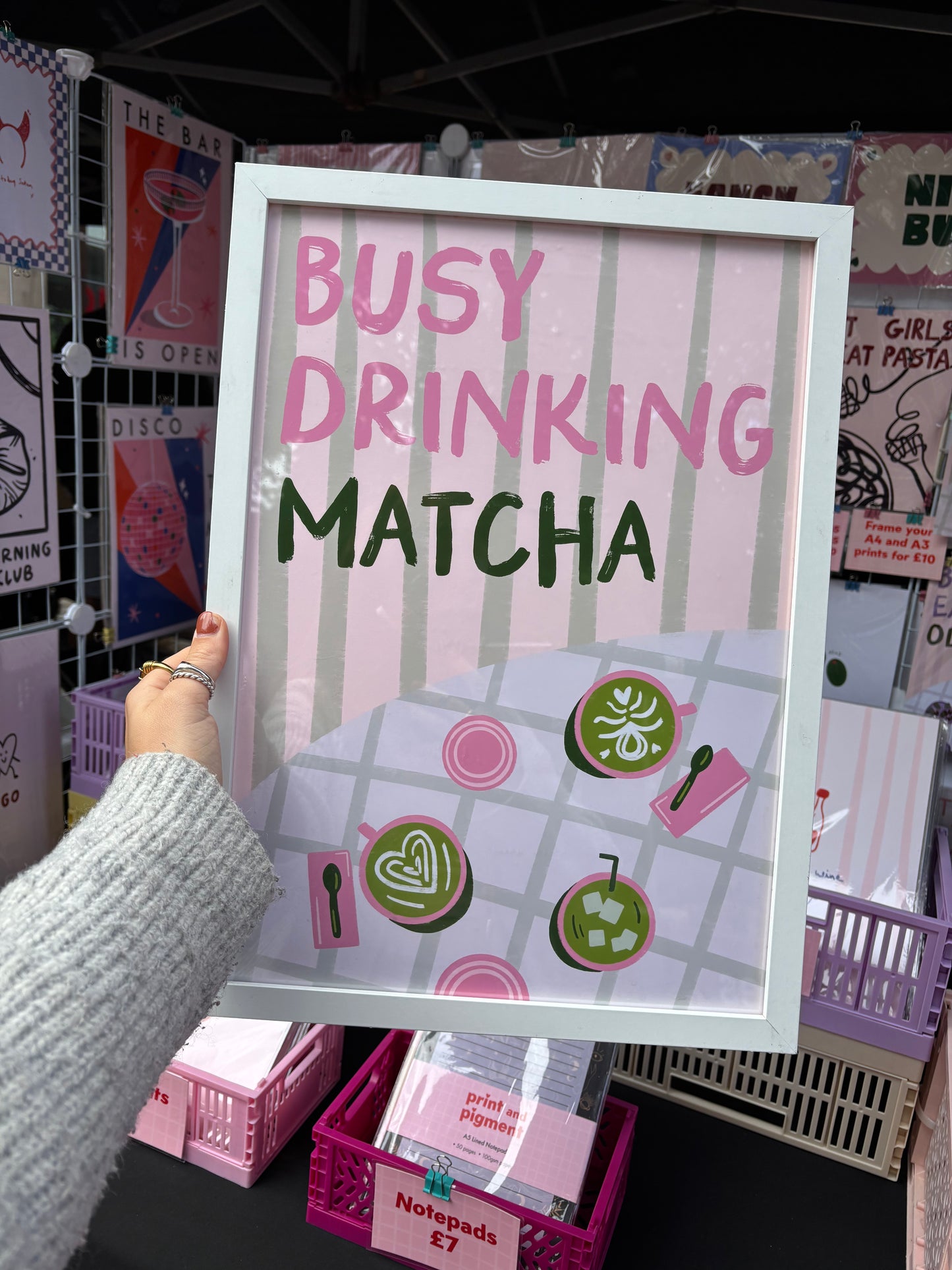 Busy Drinking Matcha Coffee Shop Print