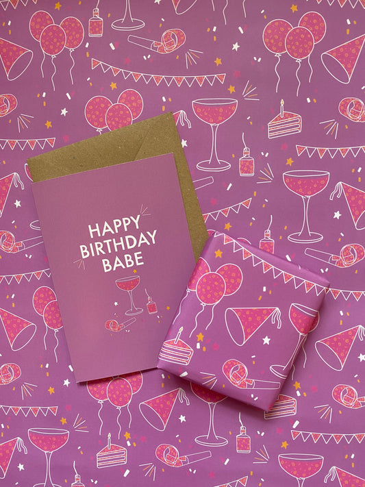 Birthday Babe Pink A2 Wrapping Paper Sheet