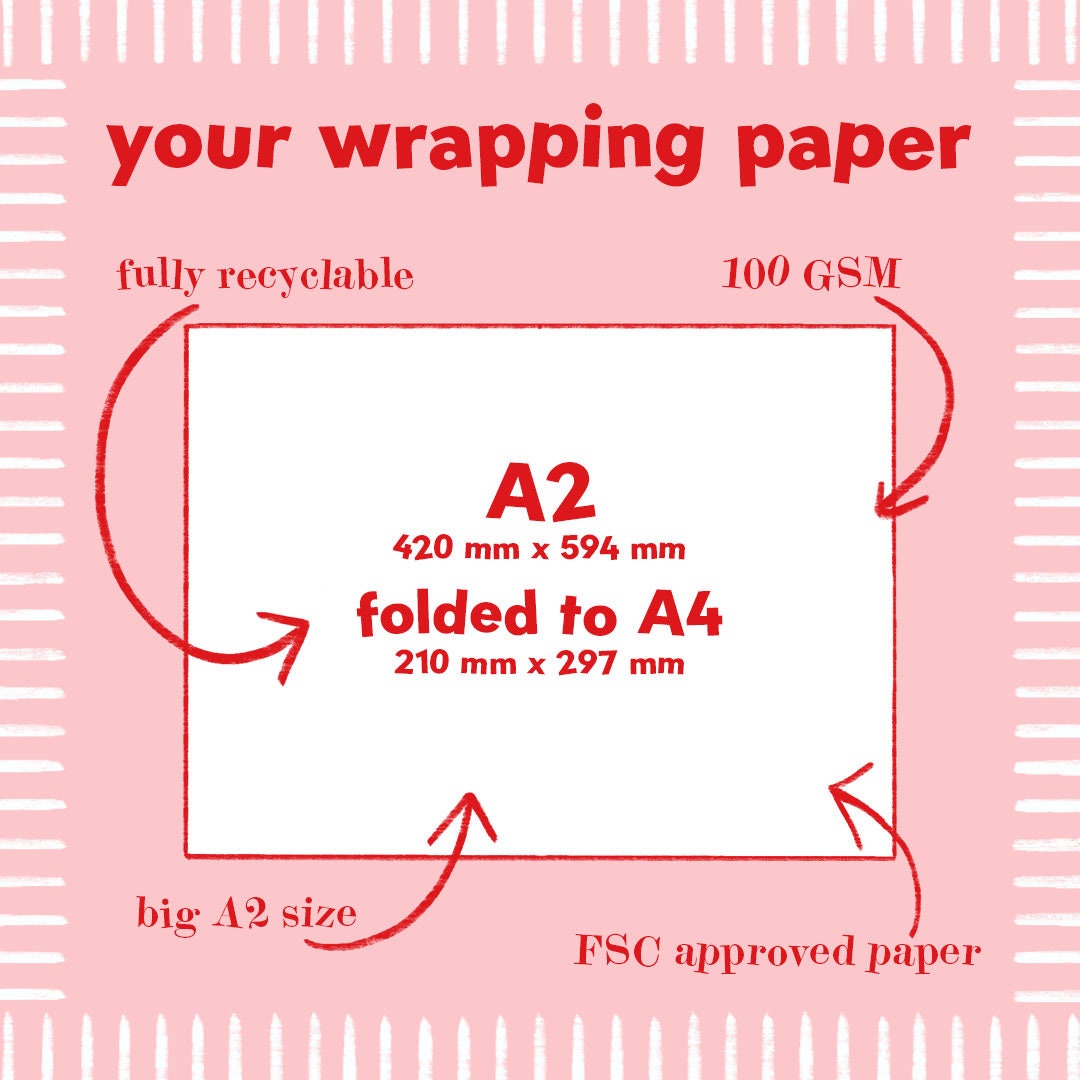 Love Hearts A2 Wrapping Paper Sheet
