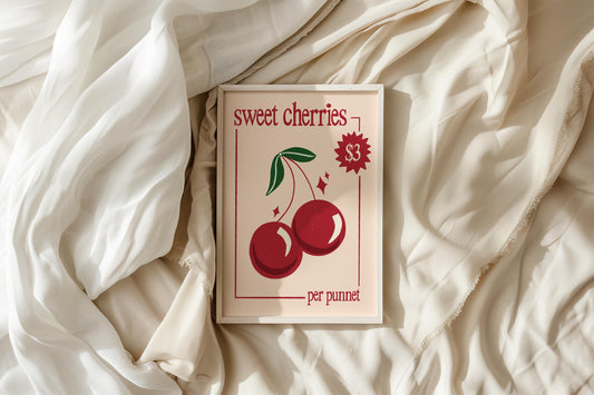 Sweet Cherries Vintage Market Print