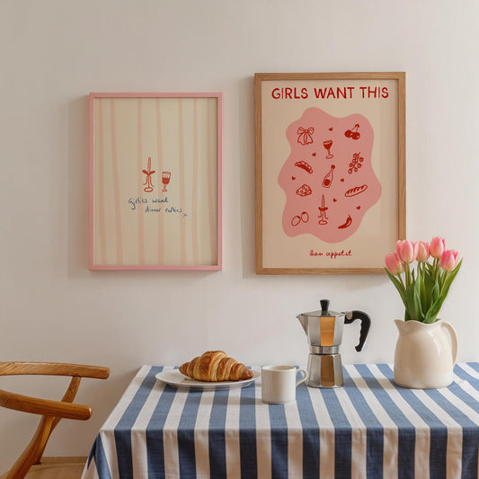 Girlies Want Dinner Parties Hand Drawn Print