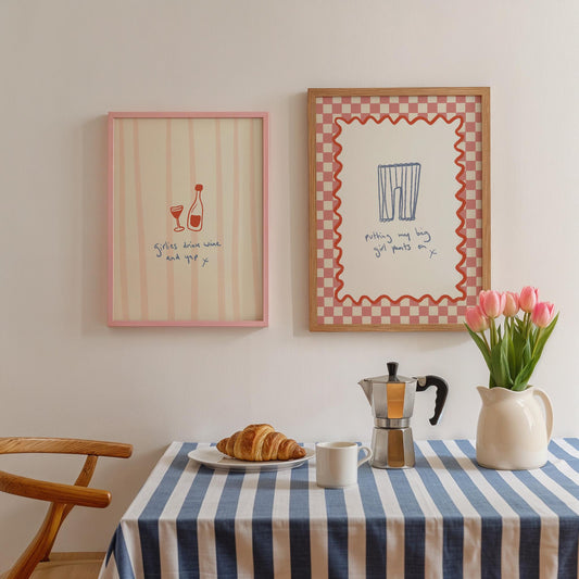 Girlies Drink Wine and Yap Hand Drawn Print