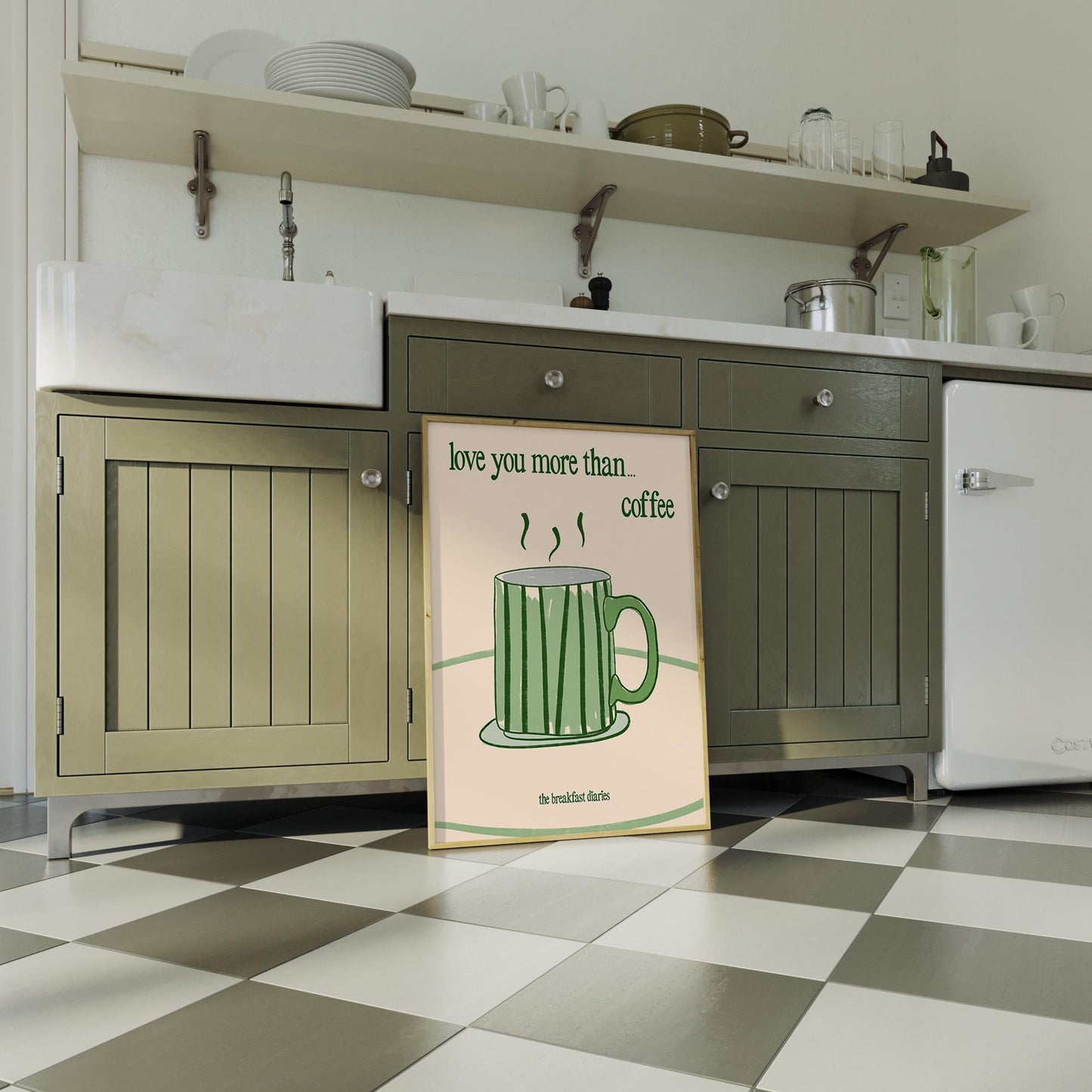 Love You More Than Coffee Romance Kitchen Print