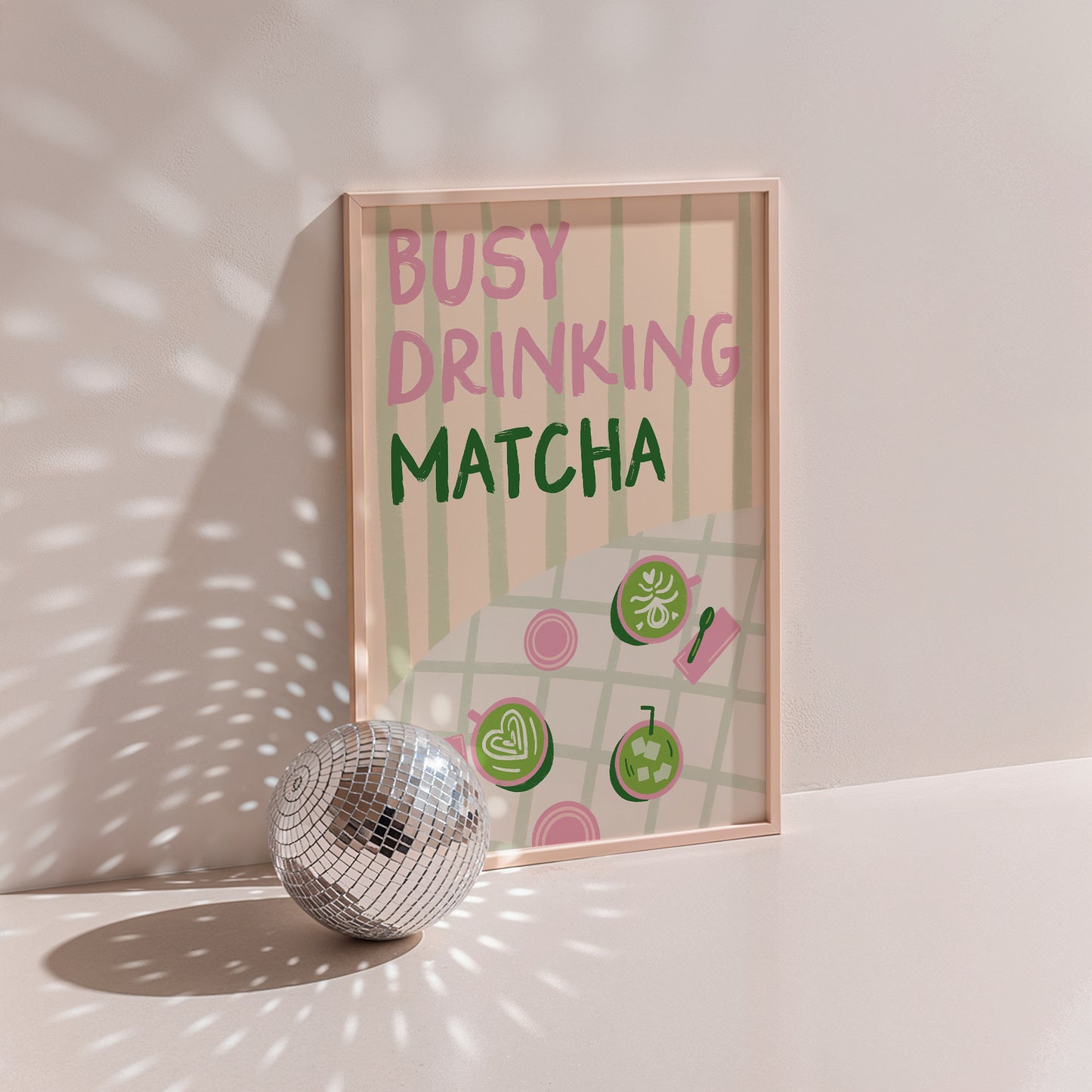 Busy Drinking Matcha Coffee Shop Print
