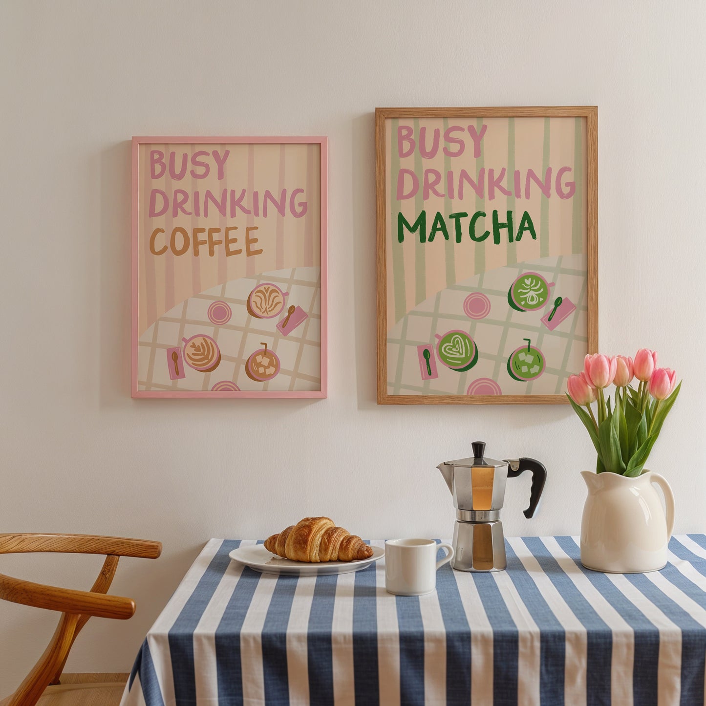 Busy Drinking Matcha Coffee Shop Print