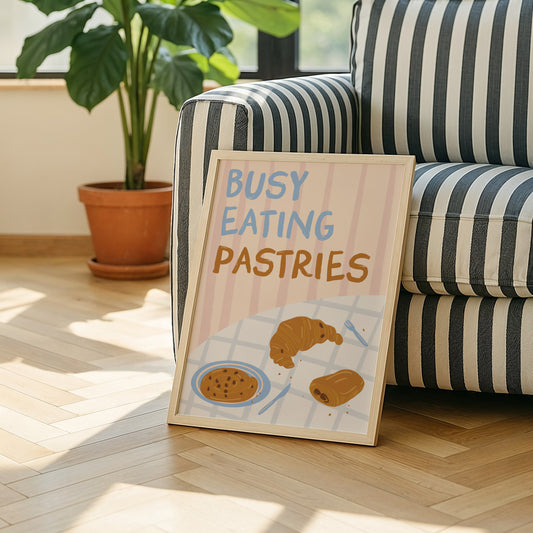 Busy Eating Pastries Coffee Shop Croissant Print