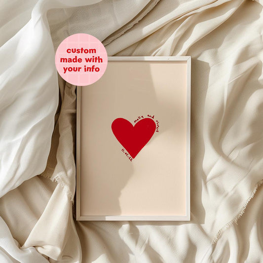 Personalised Couples Love Heart Anniversary Print