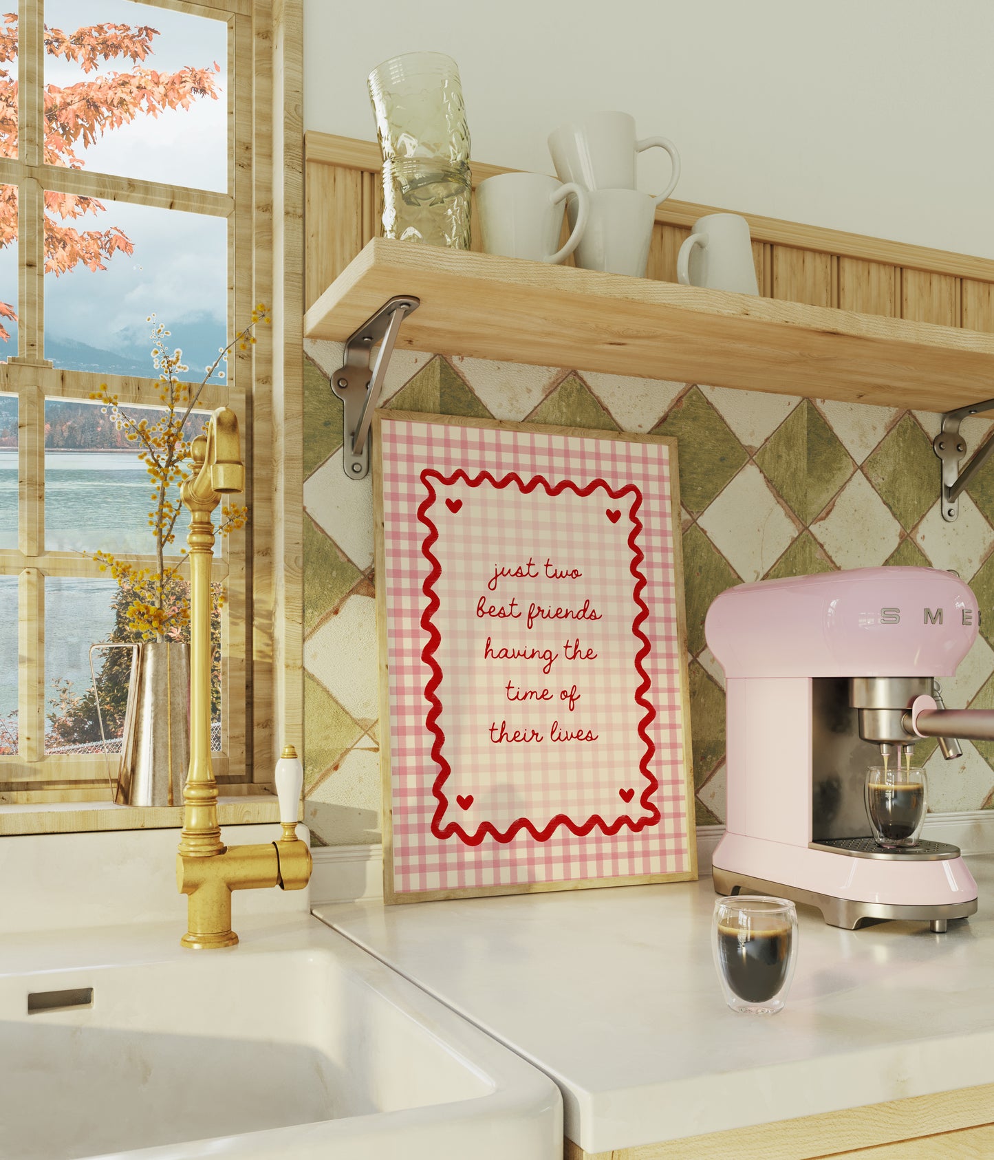 Just Two Best Friends Having The Time Of Their Lives Gingham Print