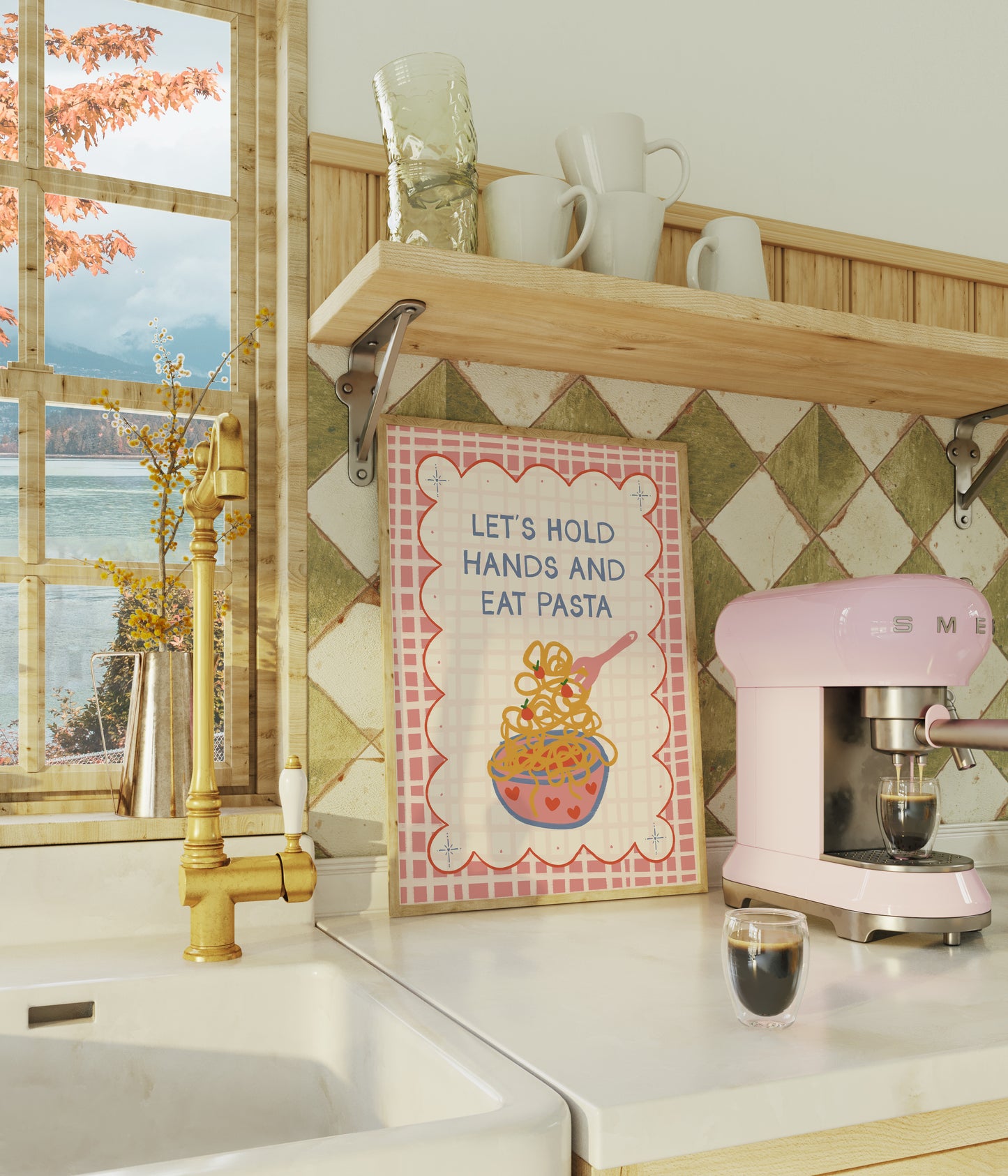 Let's Hold Hands And Eat Pasta Couples Print