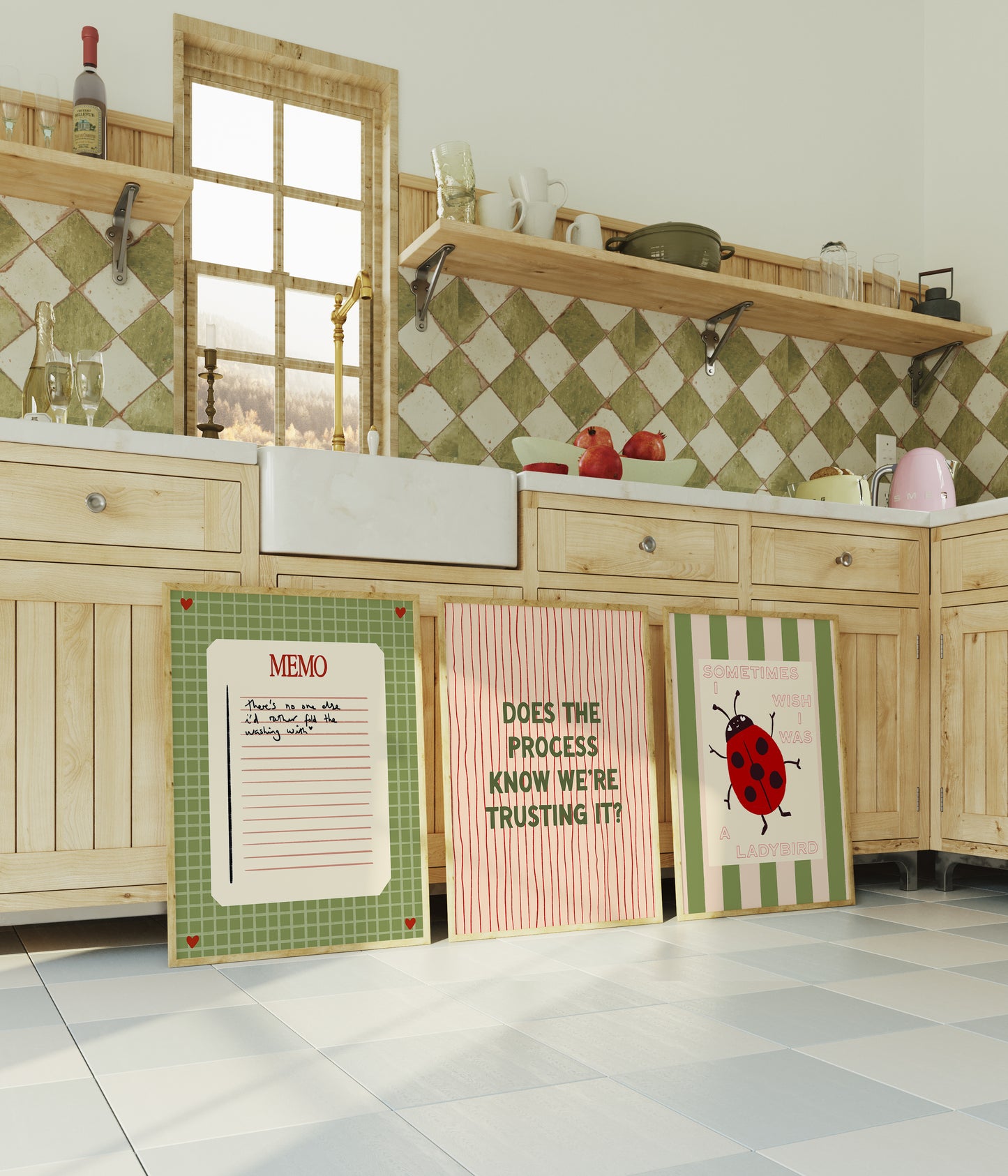 There's No One Else I'd Rather Fold The Washing With - Green Memo Print