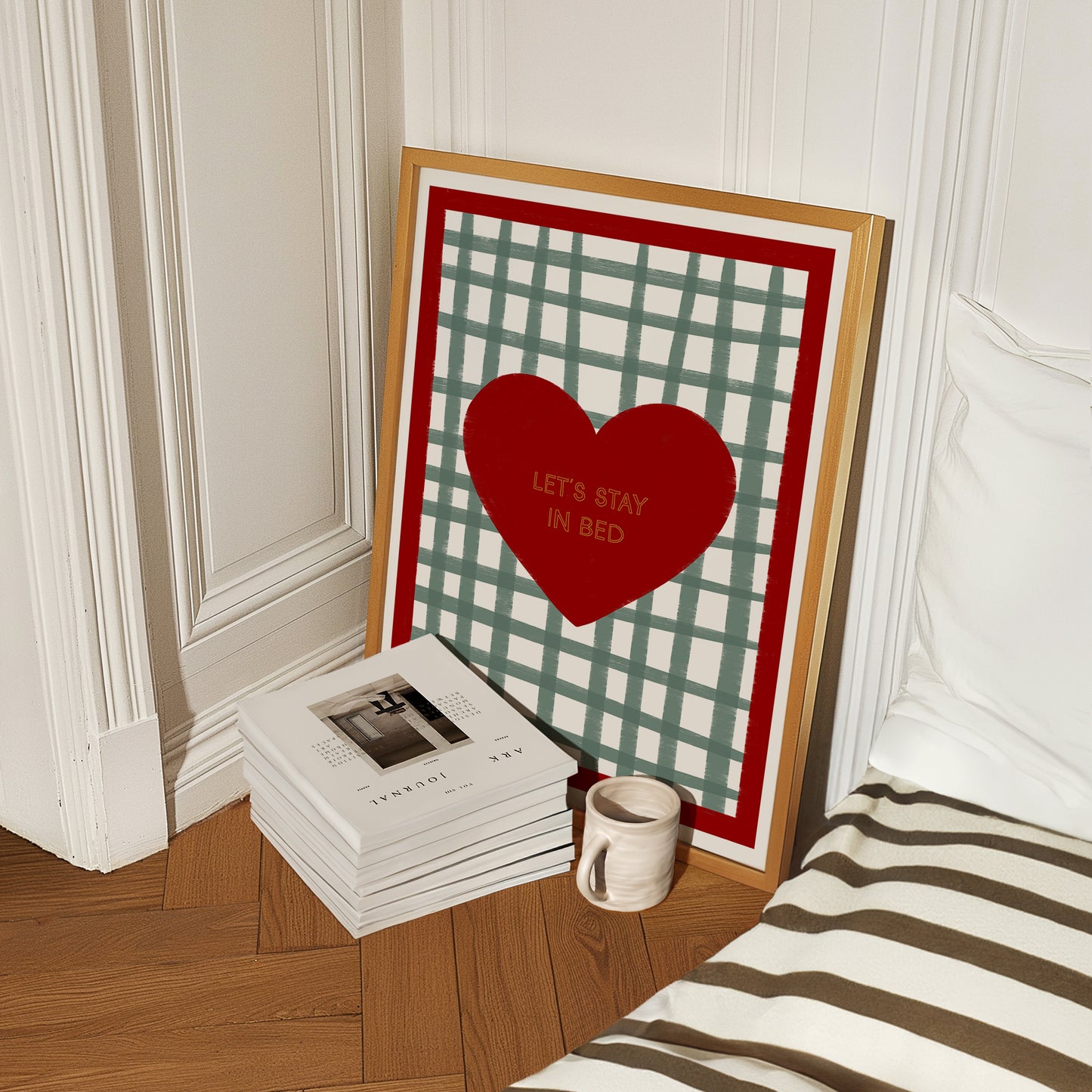 Let's Stay in Bed Checkered print