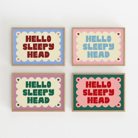 Hello Sleepy Head Cute Hallway Print