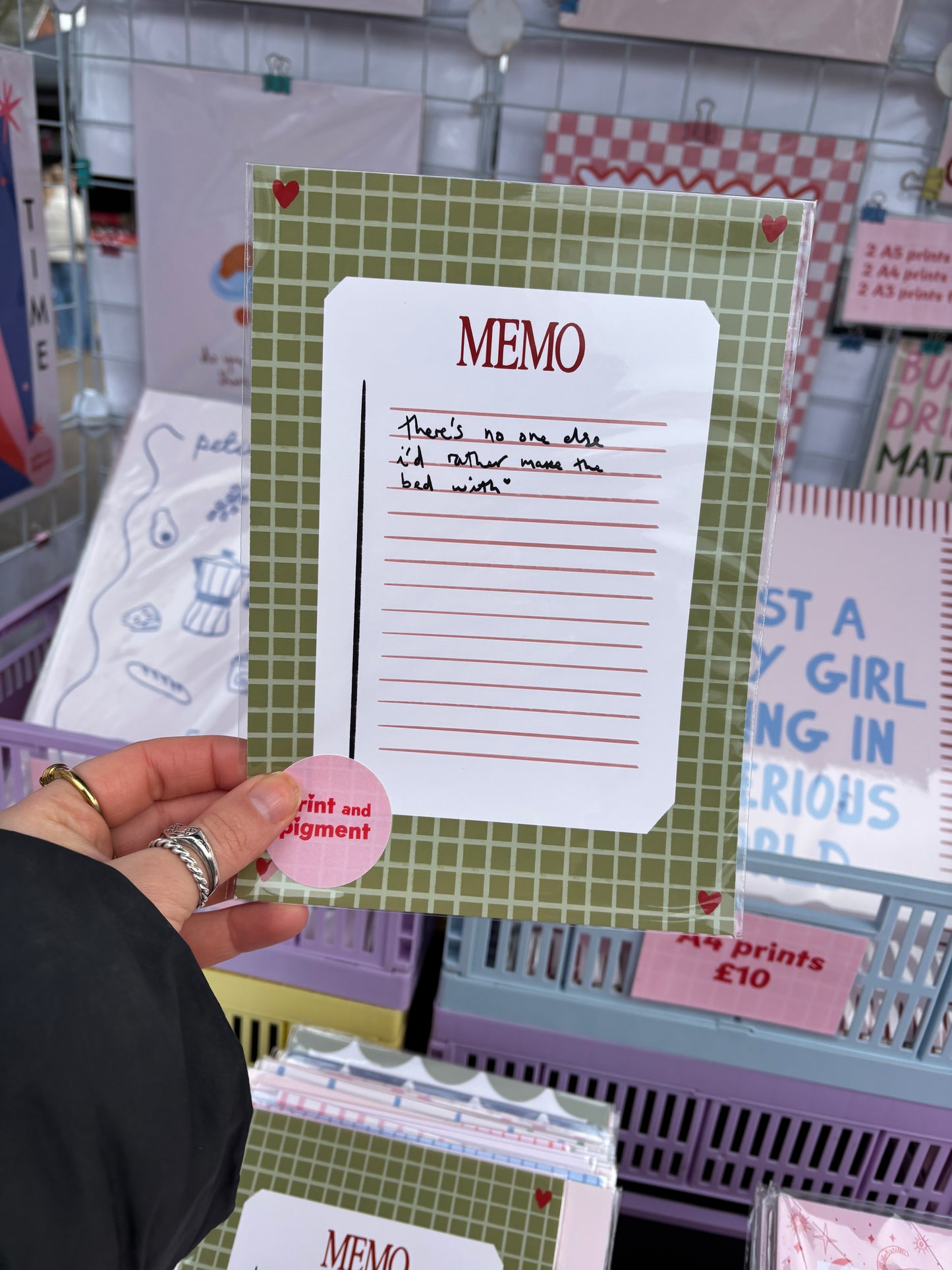 There's No One Else I'd Rather Make The Bed With - Green Memo Print