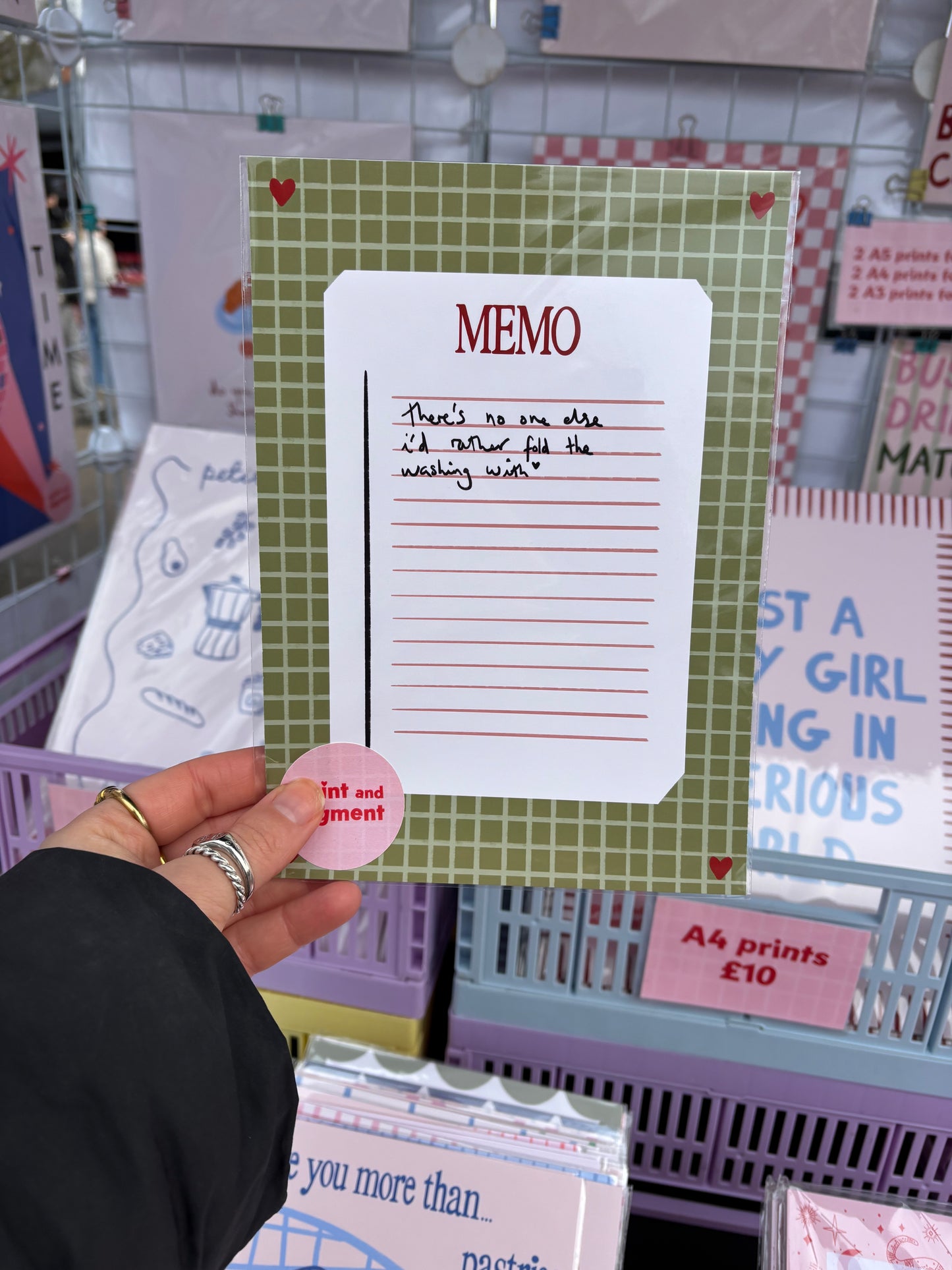 There's No One Else I'd Rather Fold The Washing With - Green Memo Print