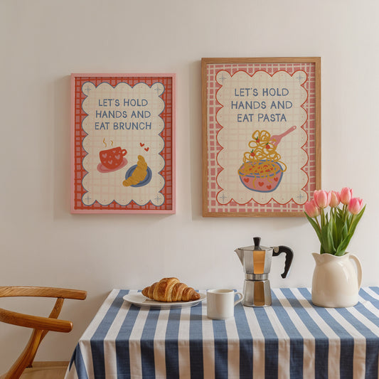 Let's Hold Hands And Eat Pasta Couples Print