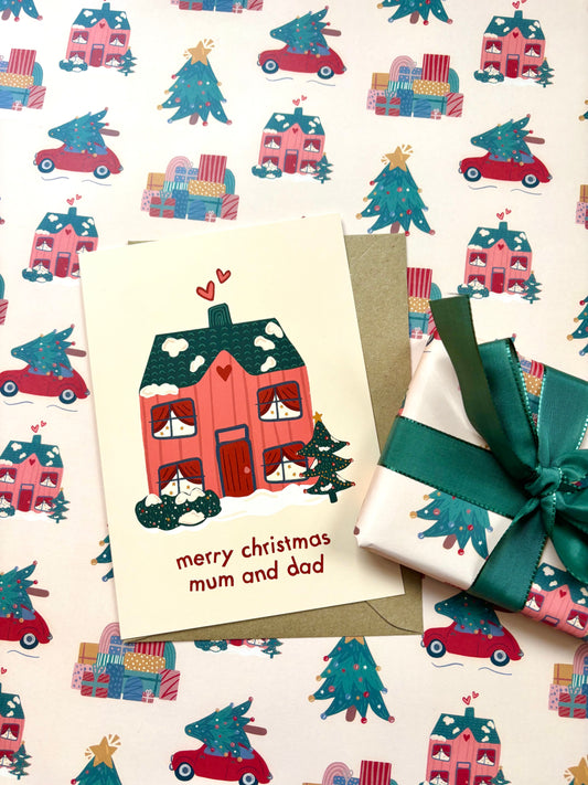 Merry Christmas Mum and Dad Festive Card