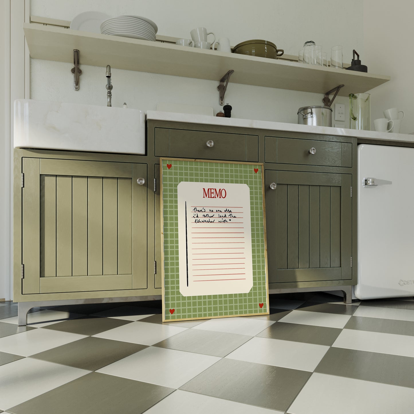 There's No One Else I'd Rather Load The Dishwasher With - Green Memo Print