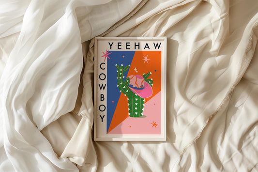 Yeehaw Cowboy Bold Western Cactus Print