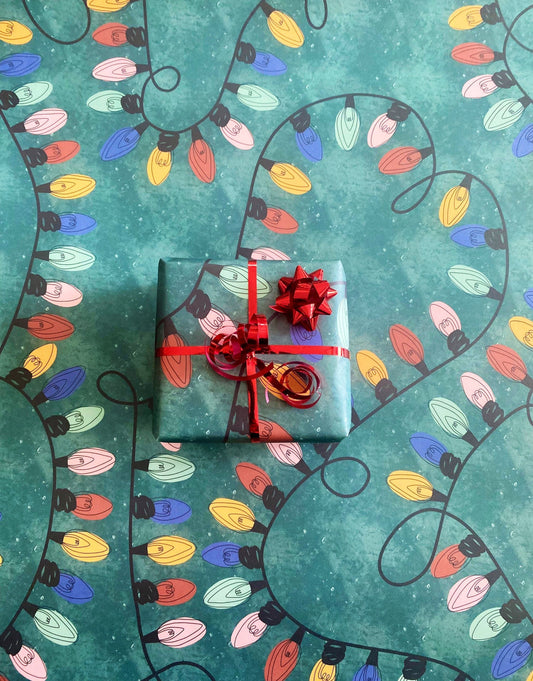 Christmas Tree Lights A2 Wrapping Paper Sheet