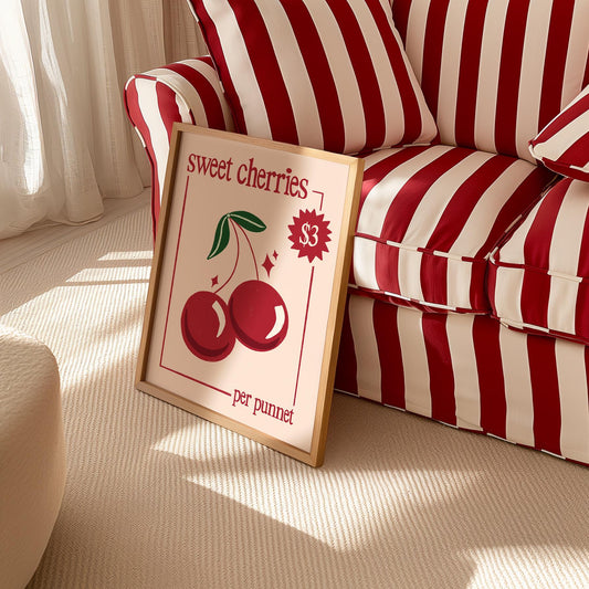 Sweet Cherries Vintage Market Print