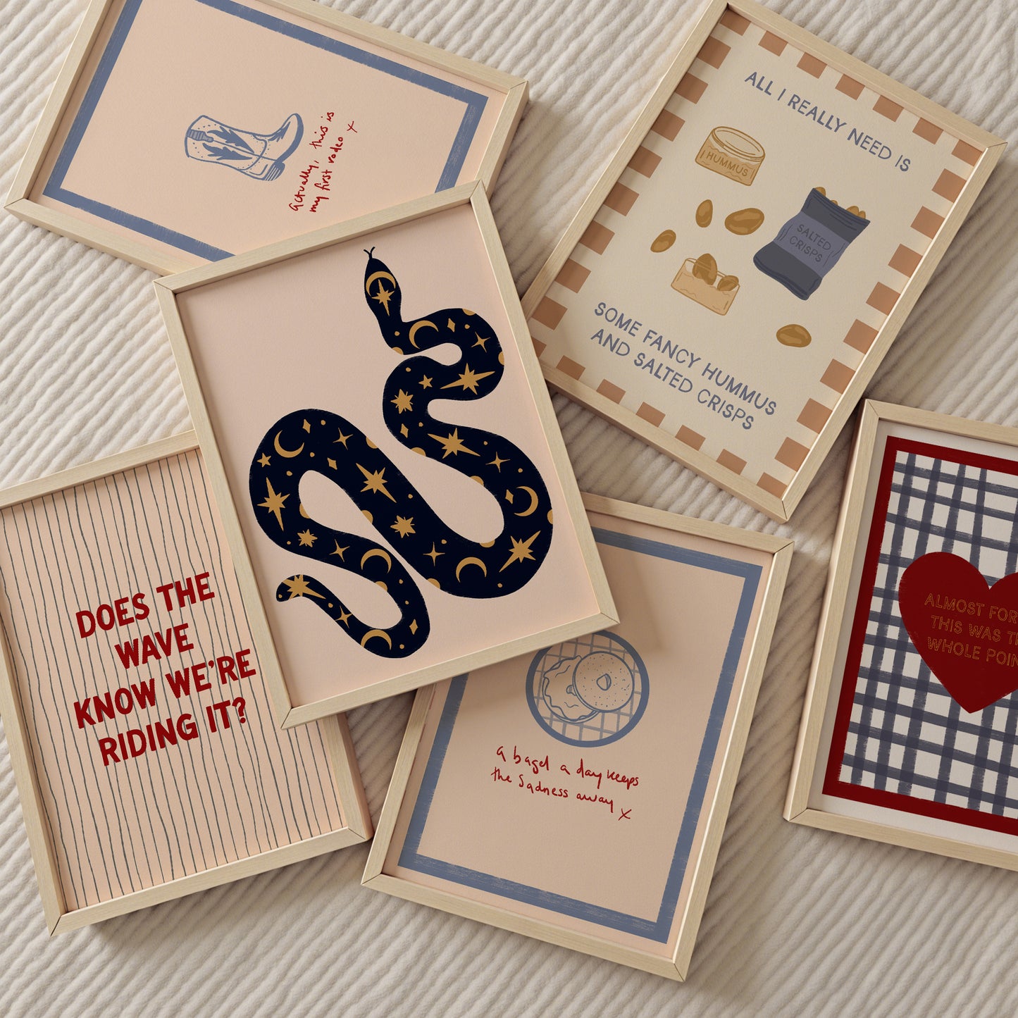 A Bagel A Day Keeps The Sadness Away Hand Drawn Print