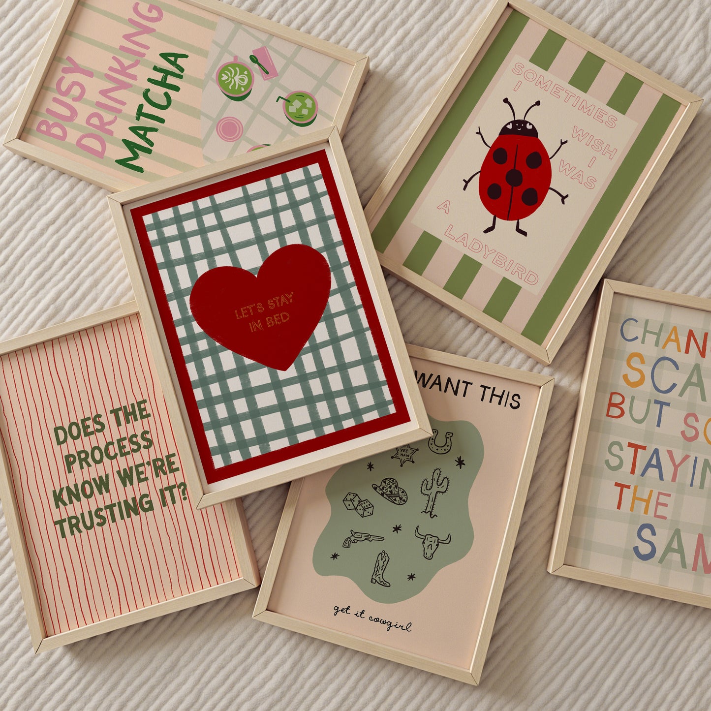 Let's Stay in Bed Checkered print