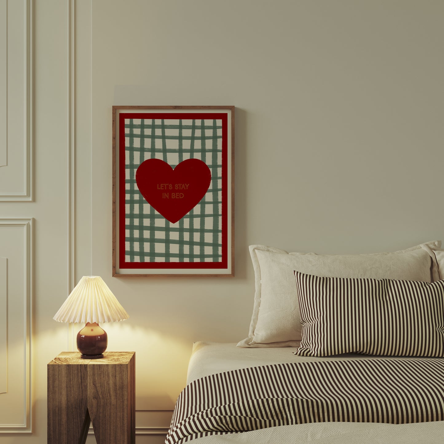 Let's Stay in Bed Checkered print