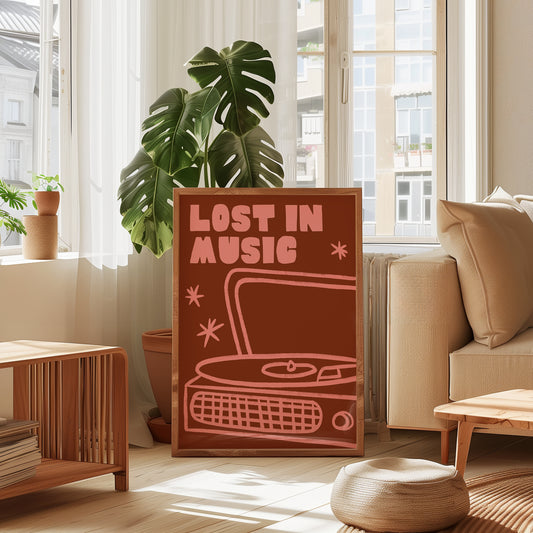 Lost In Music Record Player Print