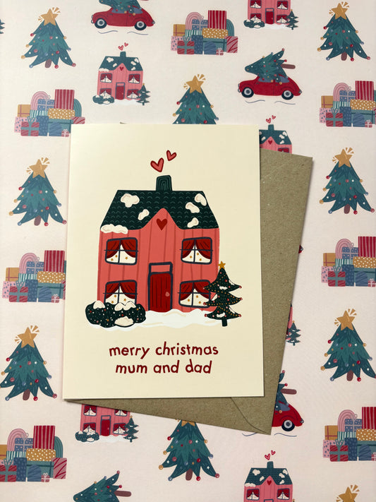 Merry Christmas Mum and Dad Festive Card