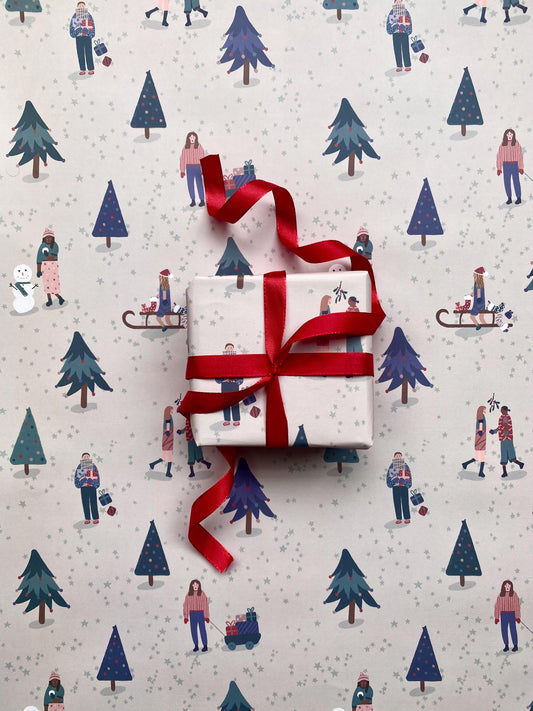 Illustrated Christmas Characters A2 Wrapping Paper Sheet