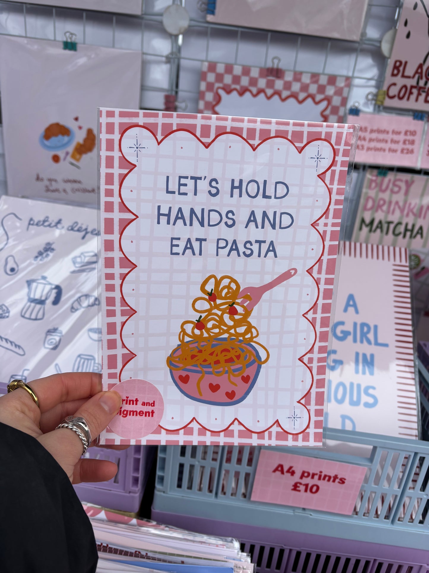 Let's Hold Hands And Eat Pasta Couples Print