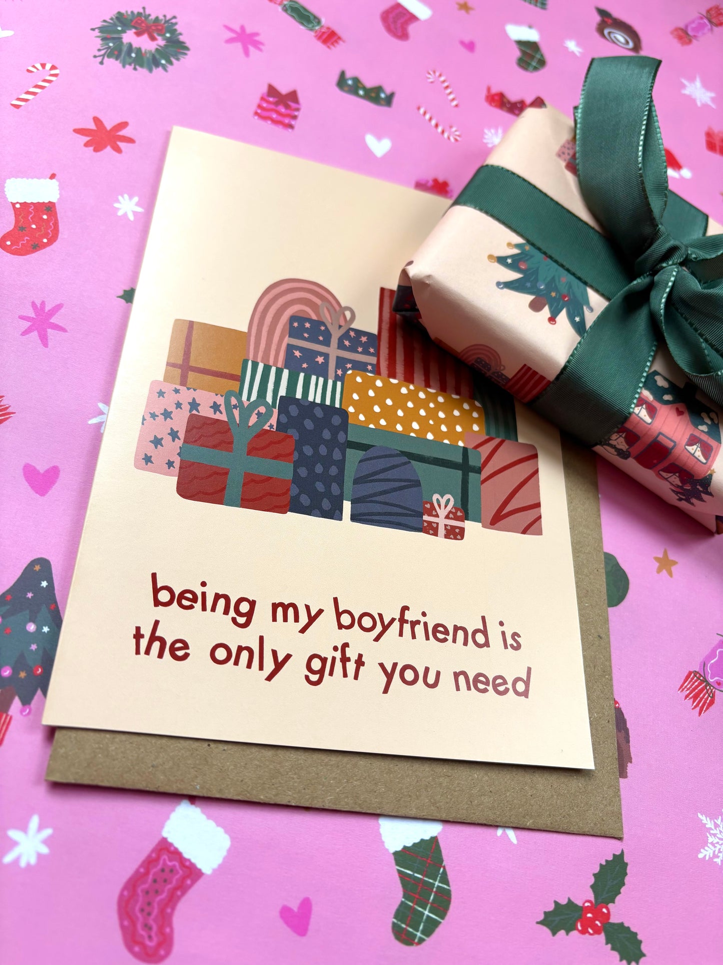 Being My Boyfriend Is The Only Gift You Need Festive Card