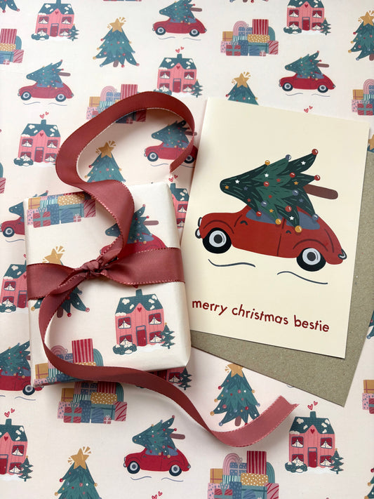 Merry Christmas Bestie Festive Card