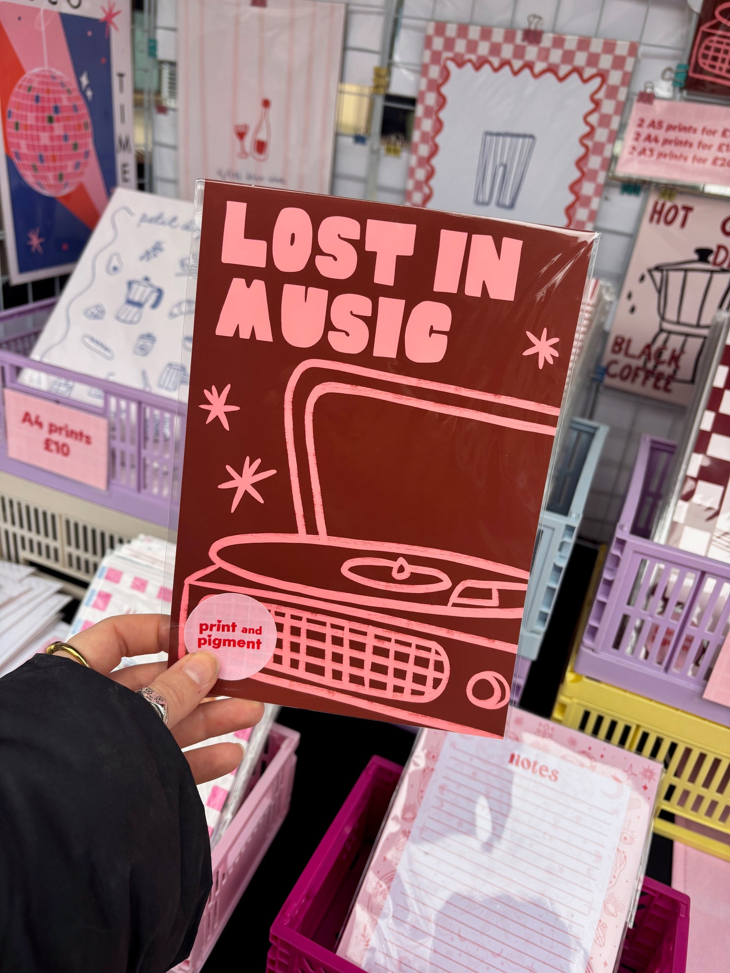 Lost In Music Record Player Print